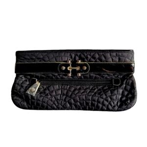 Vera Bradley Black Quilted Clutch Bag Patent Leather Trim NWOT